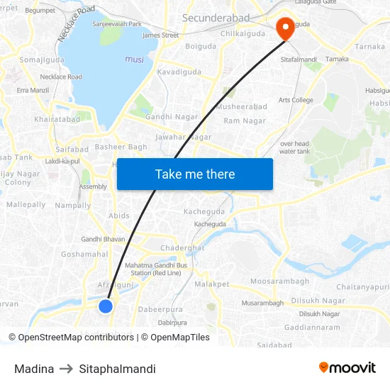 Madina to Sitaphalmandi map
