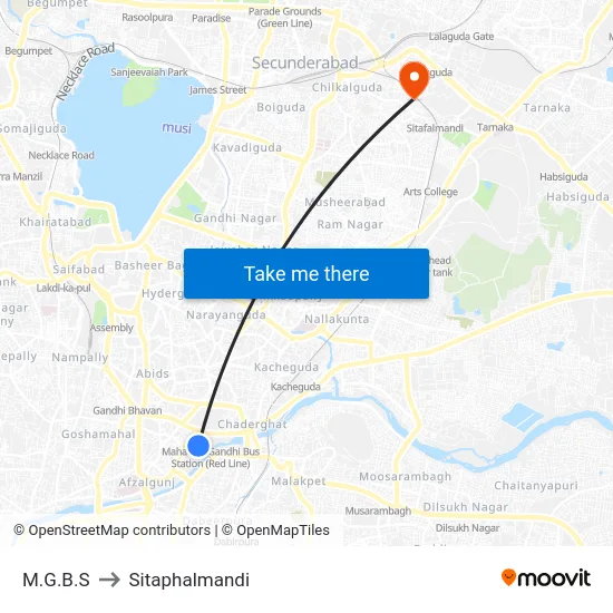 M.G.B.S to Sitaphalmandi map