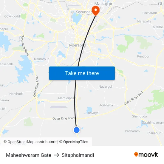 Maheshwaram Gate to Sitaphalmandi map