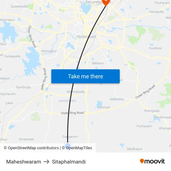 Maheshwaram to Sitaphalmandi map