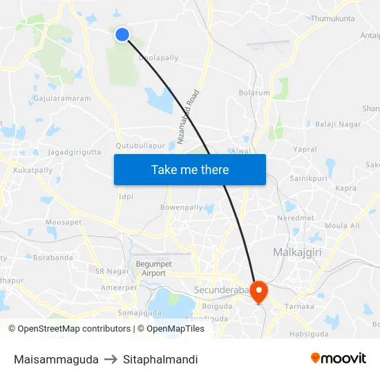 Maisammaguda to Sitaphalmandi map