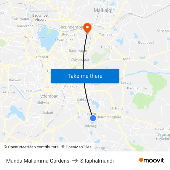 Manda Mallamma Gardens to Sitaphalmandi map
