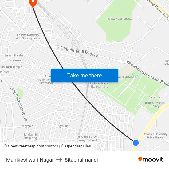 Manikeshwari Nagar to Sitaphalmandi map