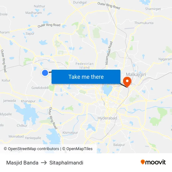Masjid Banda to Sitaphalmandi map