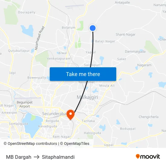MB Dargah to Sitaphalmandi map