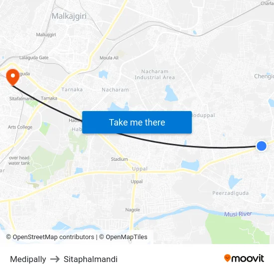 Medipally to Sitaphalmandi map