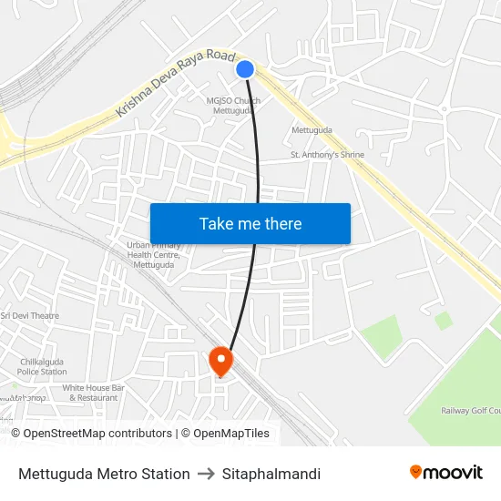 Mettuguda Metro Station to Sitaphalmandi map
