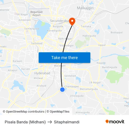 Pisala Banda (Midhani) to Sitaphalmandi map