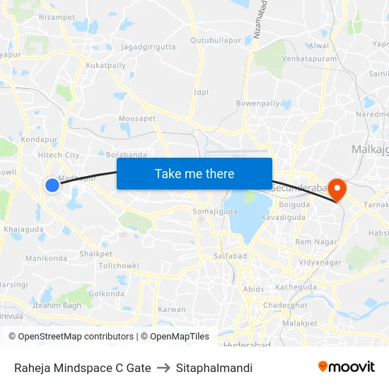 Raheja Mindspace C Gate to Sitaphalmandi map