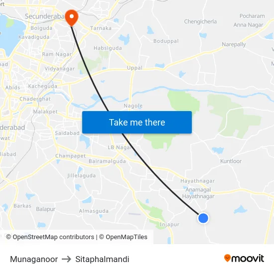 Munaganoor to Sitaphalmandi map