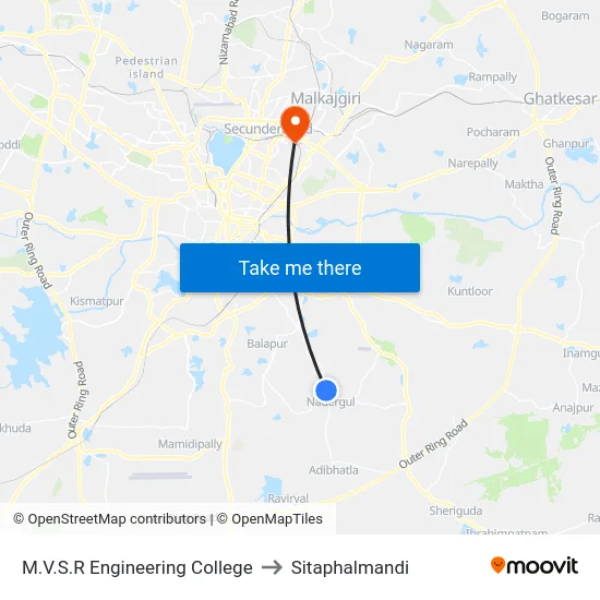 M.V.S.R Engineering College to Sitaphalmandi map