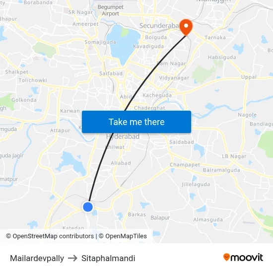 Mailardevpally to Sitaphalmandi map