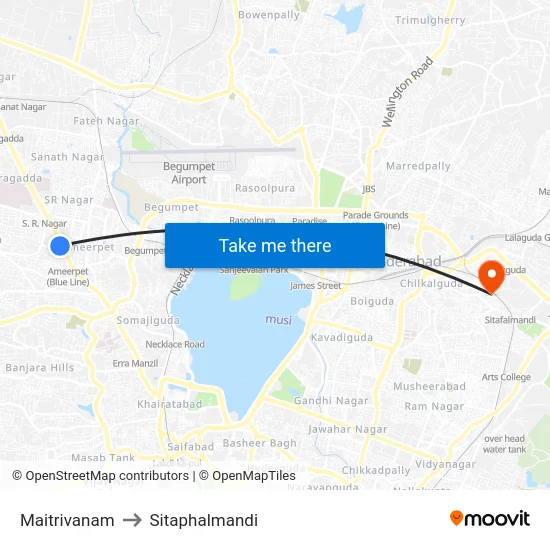 Maitrivanam to Sitaphalmandi map