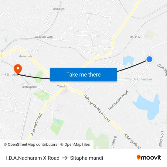 I.D.A.Nacharam X Road to Sitaphalmandi map