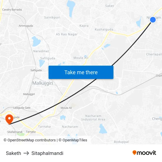 Saketh to Sitaphalmandi map