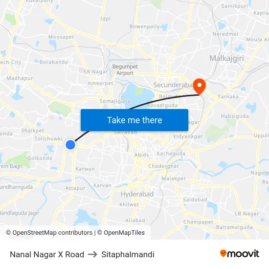 Nanal Nagar X Road to Sitaphalmandi map