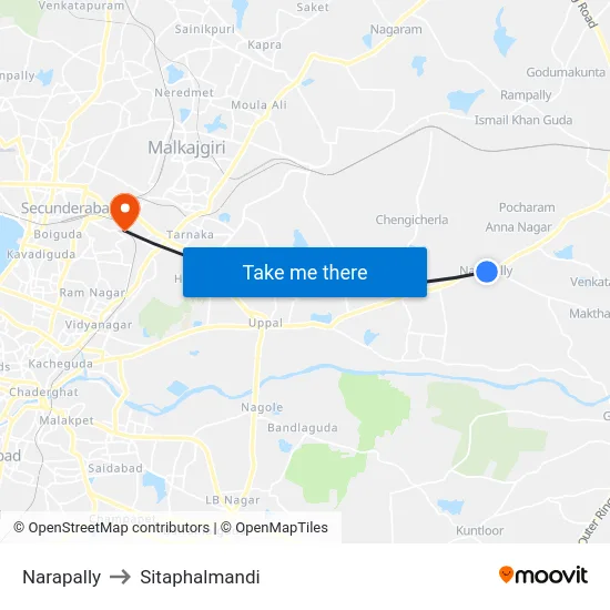 Narapally to Sitaphalmandi map