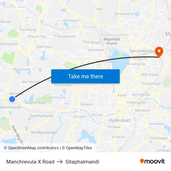 Manchrevula X Road to Sitaphalmandi map