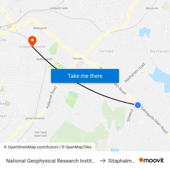 National Geophysical Research Institute (Ngri) to Sitaphalmandi map