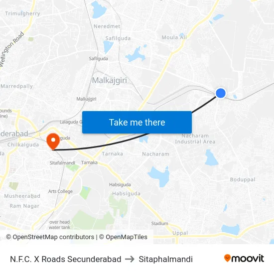 N.F.C. X Roads Secunderabad to Sitaphalmandi map