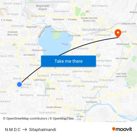 N.M.D.C to Sitaphalmandi map