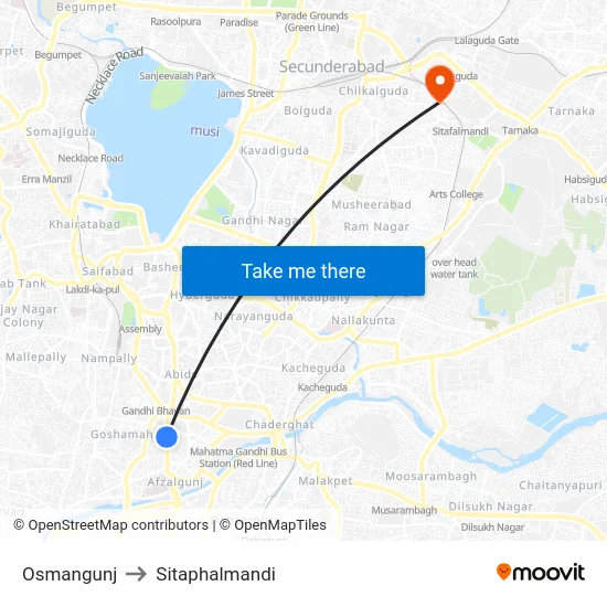 Osmangunj to Sitaphalmandi map