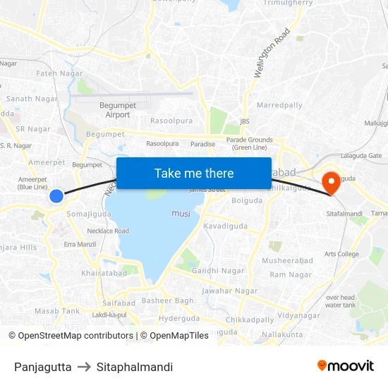 Panjagutta to Sitaphalmandi map