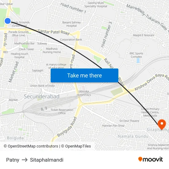 Patny to Sitaphalmandi map