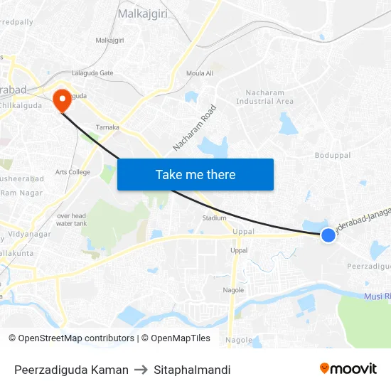 Peerzadiguda Kaman to Sitaphalmandi map