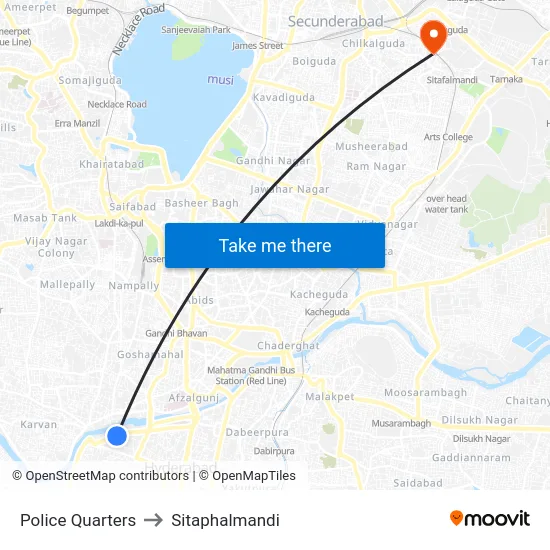 Police Quarters to Sitaphalmandi map