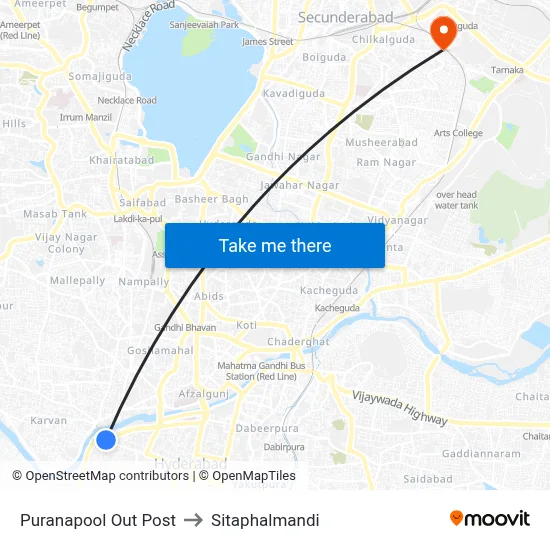 Puranapool Out Post to Sitaphalmandi map