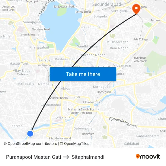 Puranapool Mastan Gati to Sitaphalmandi map