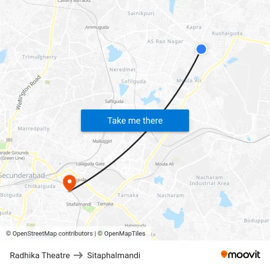 Radhika Theatre to Sitaphalmandi map