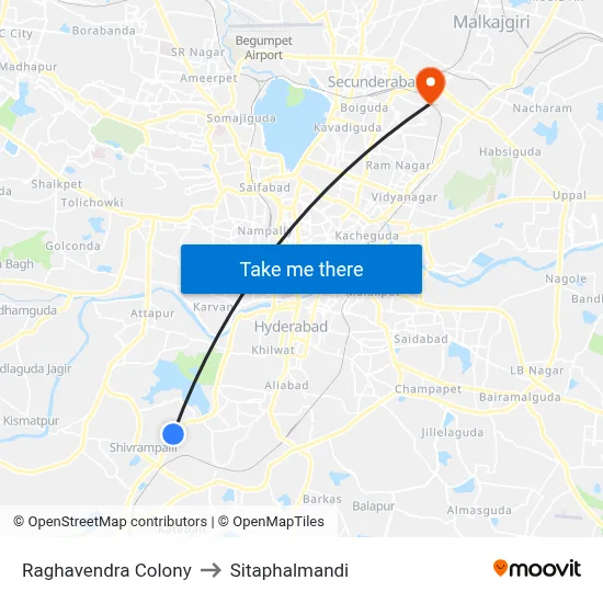 Raghavendra Colony to Sitaphalmandi map