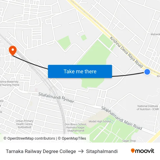 Tarnaka Railway Degree College to Sitaphalmandi map