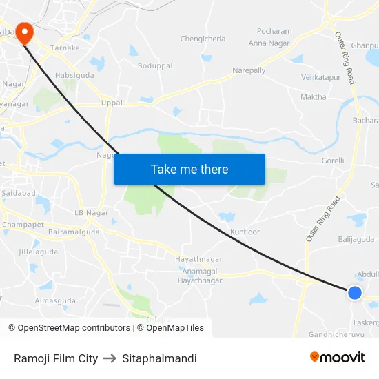 Ramoji Film City to Sitaphalmandi map