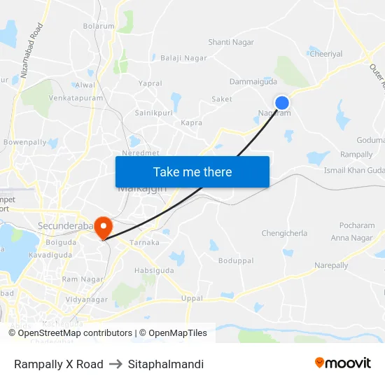 Rampally X Road to Sitaphalmandi map