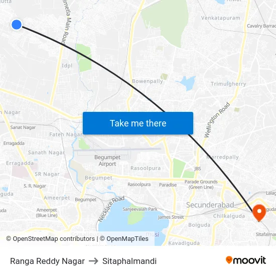 Ranga Reddy Nagar to Sitaphalmandi map