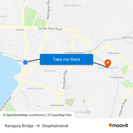 Ranigunj Bridge to Sitaphalmandi map