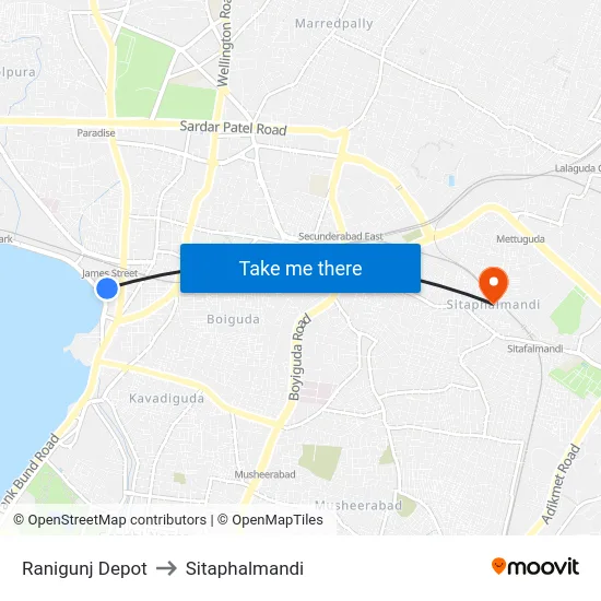 Ranigunj Depot to Sitaphalmandi map