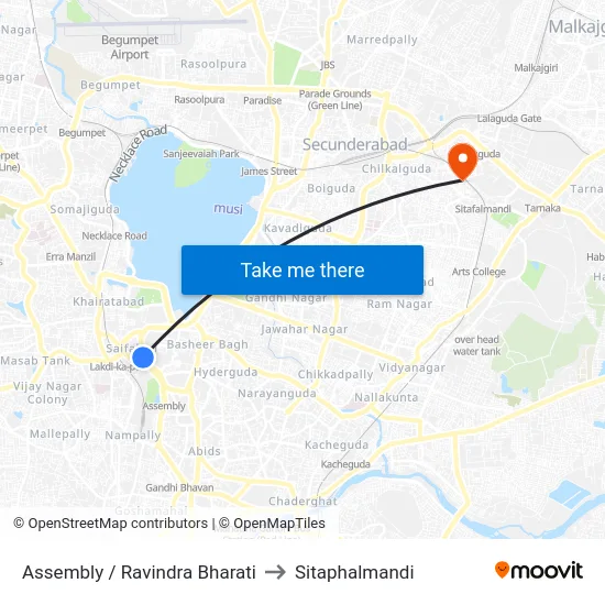 Assembly / Ravindra Bharati to Sitaphalmandi map