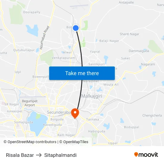 Risala Bazar to Sitaphalmandi map