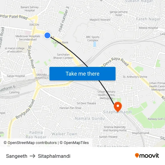Sangeeth to Sitaphalmandi map