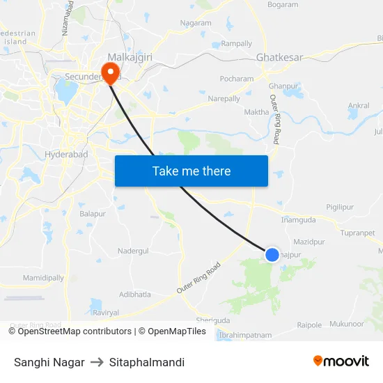 Sanghi Nagar to Sitaphalmandi map