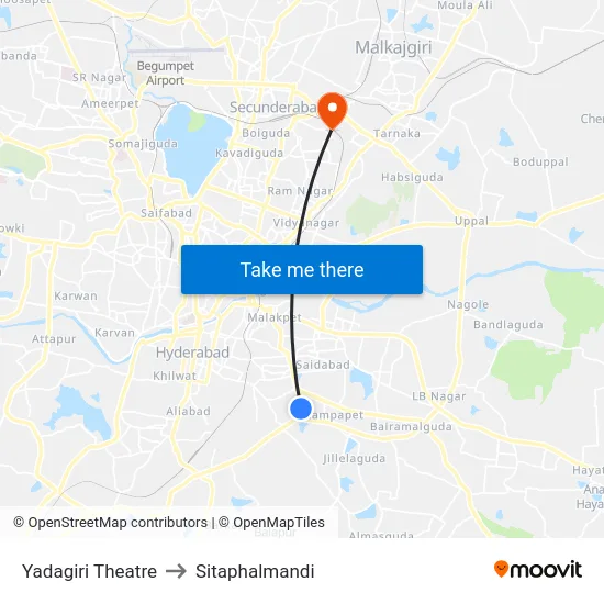 Yadagiri Theatre to Sitaphalmandi map