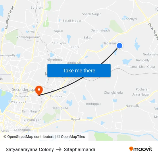 Satyanarayana Colony to Sitaphalmandi map
