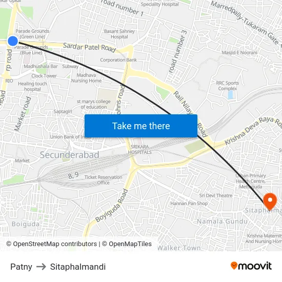 Patny to Sitaphalmandi map