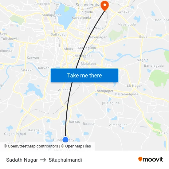 Sadath Nagar to Sitaphalmandi map
