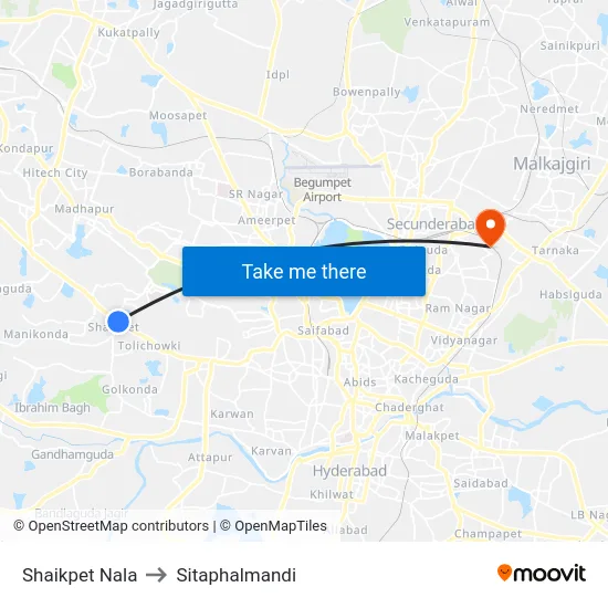 Shaikpet Nala to Sitaphalmandi map