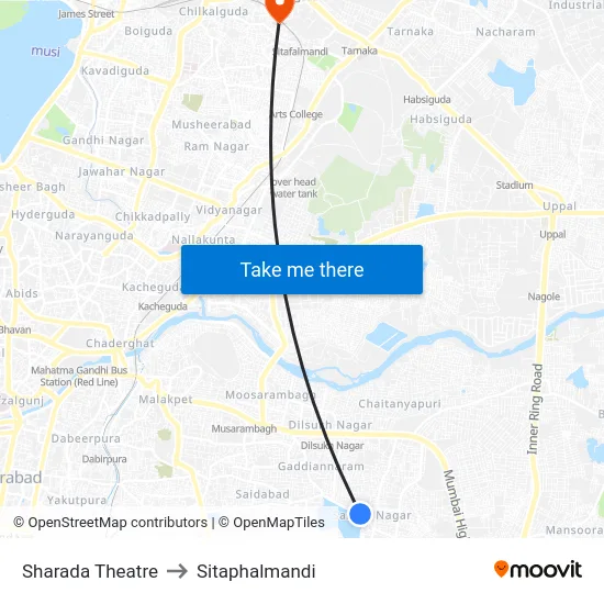 Sharada Theatre to Sitaphalmandi map